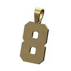Number 8 eight varsity high school letterman pendant charm 3D print model