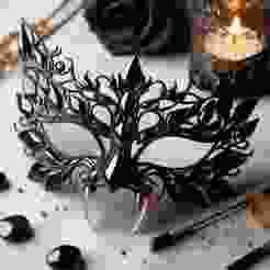 Obsidian Dragon Scale Fantasy Masquerade Mask