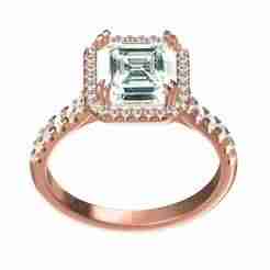 Ocatagon Stone Diamond Halo Micro Prong Set Engagement Ring