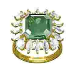 Octagon Stone Pear Diamond Cluster Cathedral Engagement Ring