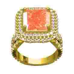 Octagon Stone Round Diamond Halo Engagement Ring