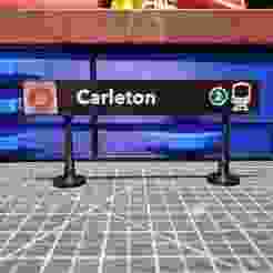 OCTranspo Transit - O Train light rail station signs, Ottawa Canada - Carleton