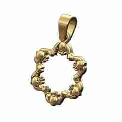 Open Claddagh heart crown halo pendant charm with bail 3D print model