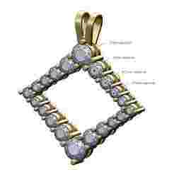 Open diamond rhombus frame pendant 3D print model