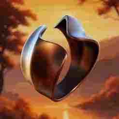 Organic Wave Ring - Modern Sculptural Jewelry 3D Model 66