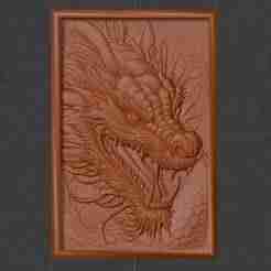 Oriental Dragon Head – Detailed 3D Relief for CNC and 3D Printing