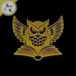 Owl and book - Line Art - 2D Wall Art Decor