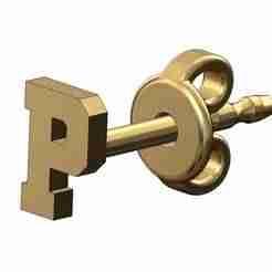 P letter varsity font stud earring 3d print model
