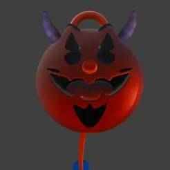 Pac-Devil Head Keychain - Ghostly Arcade Menace - Pac-Man - Ready to Print