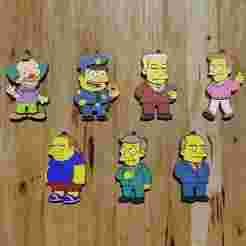 PACK 7 KEYCHAIN KEYRINGS / KEYCHAIN The Simpsons: Springfield Classic (STL & 3MF)