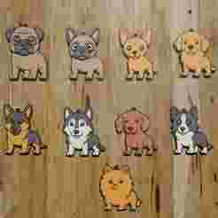 PACK 9 KEY RINGS / MAGNETS / KEYCHAIN / MAGNETS DOG BREEDS (STL AND 3MF)