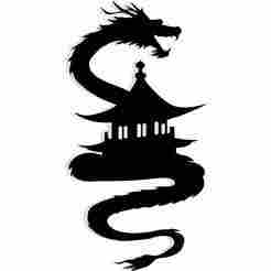 pagoda silhouette with a dragon coiled around it 2 - 2D/3D Wall Art STL+SVG For CNC Router, Plasma, Waterjet, Laser & 3D Printer