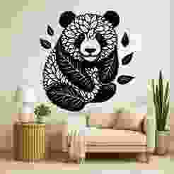 Panda Leaves - Wall Art Multicolor