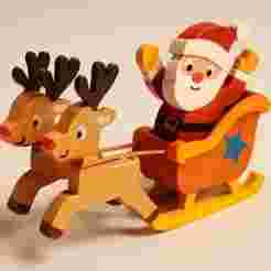 Papa Noël Flying Sleigh STL – Whimsical Christmas Toy with Gazelles | 3D Printable Holiday Decor