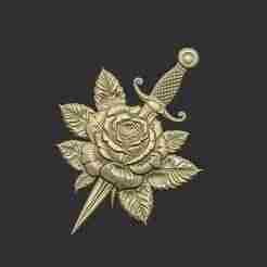 Pattern sword nature deco floral rose design
