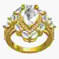 Pear Stone Marquise Halo Vintage Engagement Ring
