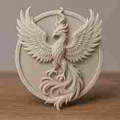 Phoenix Flame Guardian – 3D Printable Wall Relief & Sculpture – Fantasy Bird Decor