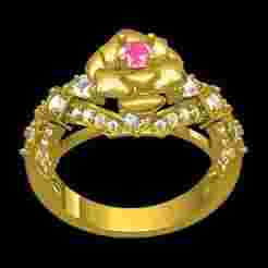 Pink Sapphire Rose Flower Ring for Women