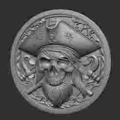 Pirate Skull Wall Medallion - 3D Printable Decor