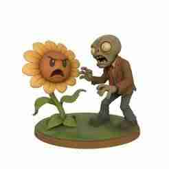 Plants vs Zombies – Sunflower vs Zombie Diorama | 3D Print Model