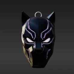 Polished Metallic Mask Keychain - Detailed Angular Feline Collectible Charm for Keys