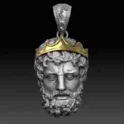 Poseidon Pendant STL 3D Model