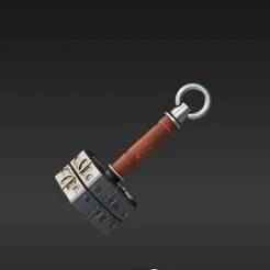 Powerful Heroic Hammer Keyfob - Detailed Miniature Weapon Replica for 3D Printing