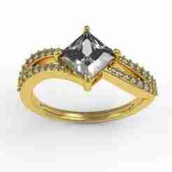 Princess Diamond Dual Shank Diamond Engagement Ring