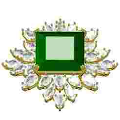 Princess Stone Pear and Marquise Diamond Cluster Brooch
