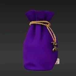 Printable Miniature Dice Bag Accessory - Gold Drawstring & Realistic Folds for Keyrings
