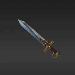 Printable Realistic Longsword Charm - Ornate Hilt & Polished Blade Miniature Key Accessory