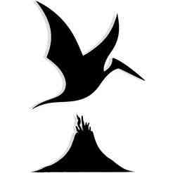 Pterodactyl flying over a volcano 2 - 2D/3D Wall Art STL+SVG For CNC Router, Plasma, Waterjet, Laser & 3D Printer
