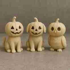 Pumpkin Animals STL Pack – Cat, Dog & Owl Figurines for Halloween 3D Printing