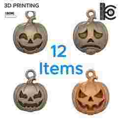 Pumpkin Faces Set - 12 Spooky Charms