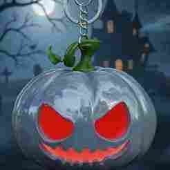 Pumpkin Head Keychain - Glowing Jack-o'-Lantern - Halloween - Ready to Print