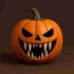 Pumpkin with Vampire Teeth STL