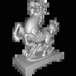 Qilin (Kirin) Dragon-Horse Statue • Mythical Asian Guardian on Cloud Base • 3D Print STL