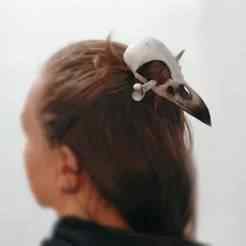Raven skull hairpin
