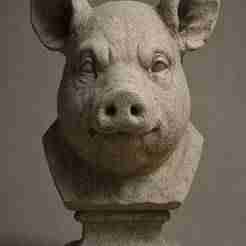 Realistic Pig Bust – STL File for 3D Printing