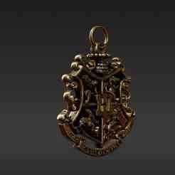 Regal Enchanted Institution Badge - Motto Banner Keyring Pendant 3D Model