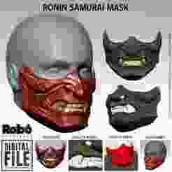 Ronin Samurai Mask - Japanese half Oni menpo mask for Cosplay - STL model 3D print file