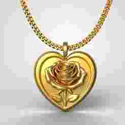 Rose heart pendant charm