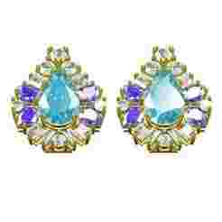 Round and Pear Diamond Floral Earring