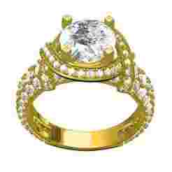 Round Cut Diamond Twisted Halo Engagement Ring