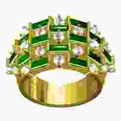 Round Diamond and Baguette Five Row Cocktail Ring