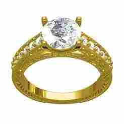Round diamond Art Deco Cathedral Engagement Ring