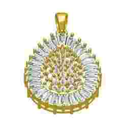 Round Diamond Baguette Halo Drop Shaped Pendant