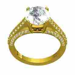 Round Diamond Cathedral Art Deco Ring