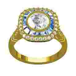 Round Diamond Cushion Halo Filigree Engagement Ring