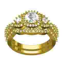 Round Diamond Halo Wedding Ring with Band